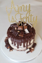 40th birthday chocolate drip cake